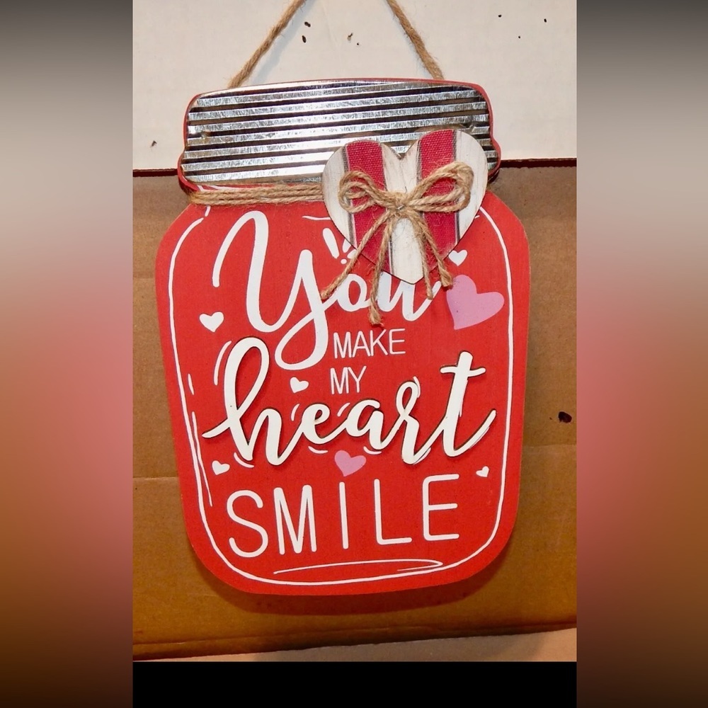 Heart Sing Valentine Wishes Sign, Valentine’s Day Sign, Wood Mason Jar Farmhouse